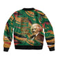 Frederick Douglass Bomber Jacket Green Abstract Design Civil Rights Leader Quote on Race and Humanity - African Pride
