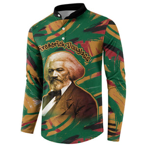 Frederick Douglass Button Sweatshirt Green Abstract Design Civil Rights Leader Quote on Race and Humanity