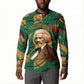 Frederick Douglass Button Sweatshirt Green Abstract Design Civil Rights Leader Quote on Race and Humanity