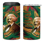 Frederick Douglass 4 in 1 Can Cooler Tumbler Green Abstract Design Civil Rights Leader Quote on Race and Humanity - African Pride