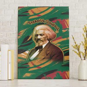 Frederick Douglass Canvas Wall Art Green Abstract Design Civil Rights Leader Quote on Race and Humanity - African Pride