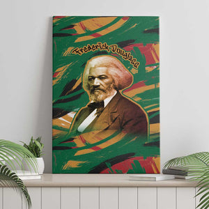 Frederick Douglass Canvas Wall Art Green Abstract Design Civil Rights Leader Quote on Race and Humanity - African Pride