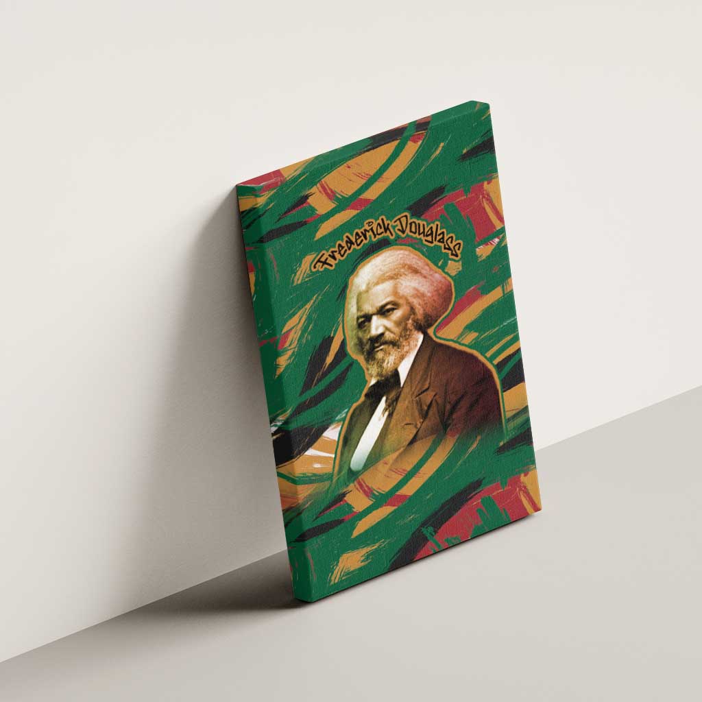 Frederick Douglass Canvas Wall Art Green Abstract Design Civil Rights Leader Quote on Race and Humanity - African Pride