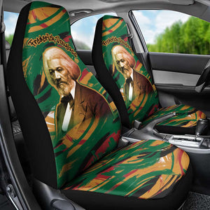 Frederick Douglass Car Seat Cover Green Abstract Design Civil Rights Leader Quote on Race and Humanity - African Pride