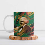Frederick Douglass Ceramic Mug Green Abstract Design Civil Rights Leader Quote on Race and Humanity - African Pride