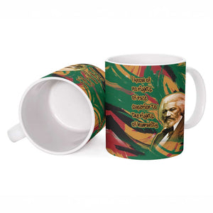 Frederick Douglass Ceramic Mug Green Abstract Design Civil Rights Leader Quote on Race and Humanity - African Pride