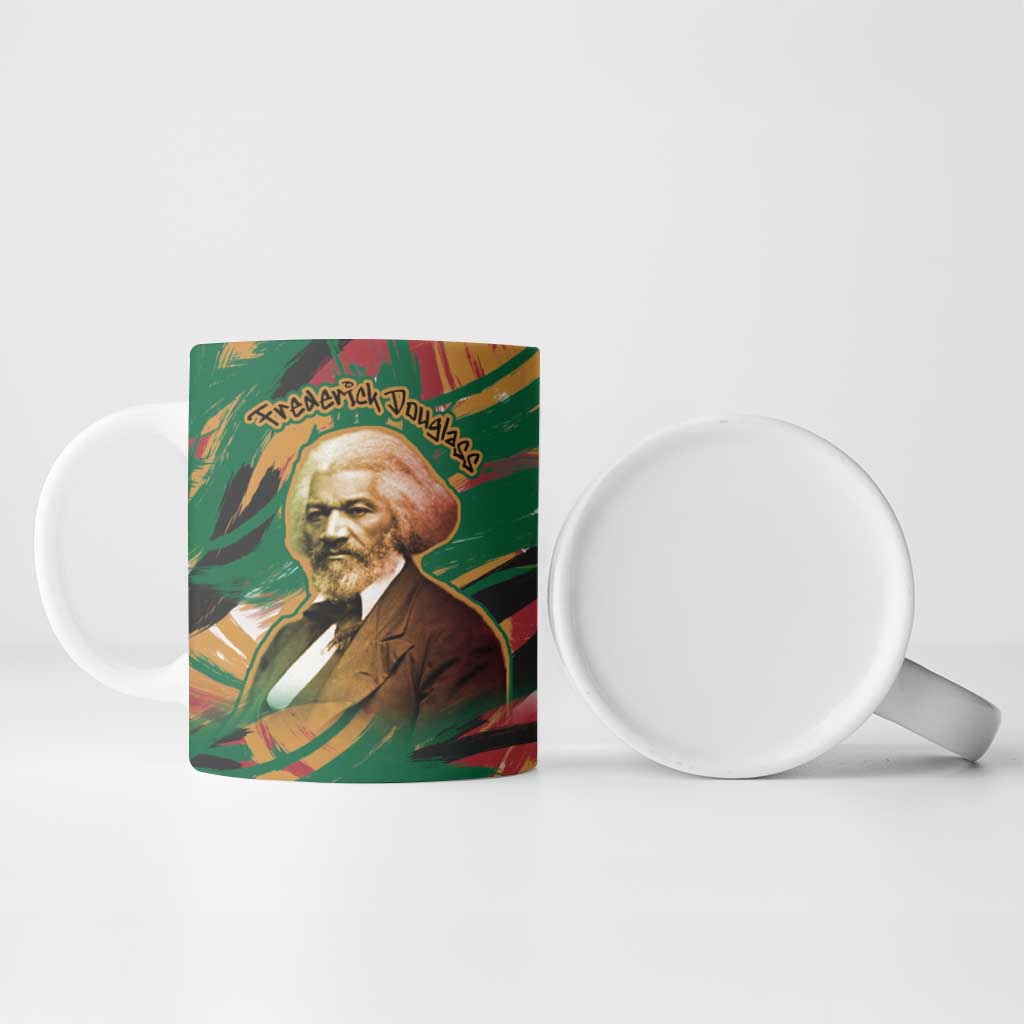 Frederick Douglass Ceramic Mug Green Abstract Design Civil Rights Leader Quote on Race and Humanity - African Pride
