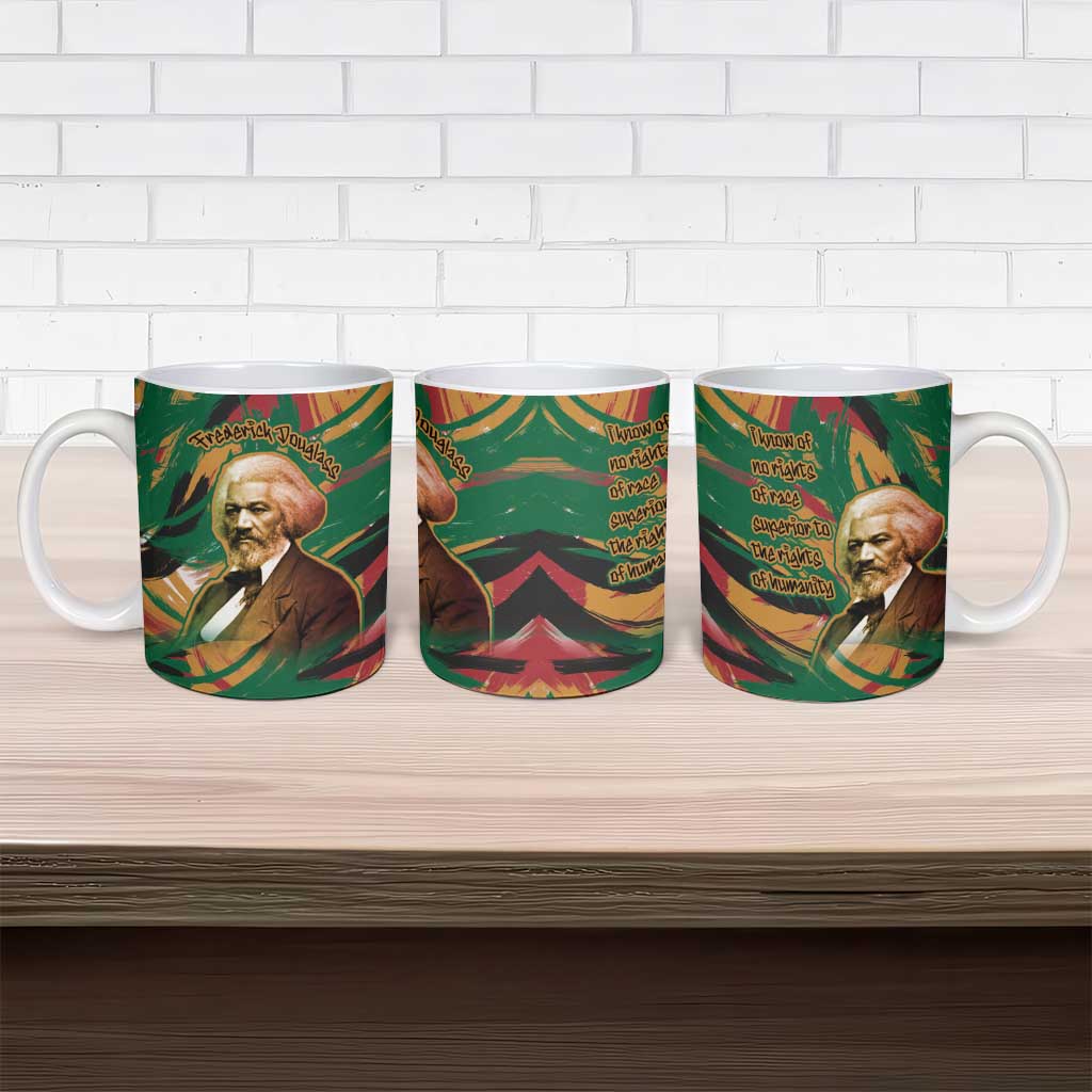 Frederick Douglass Ceramic Mug Green Abstract Design Civil Rights Leader Quote on Race and Humanity - African Pride