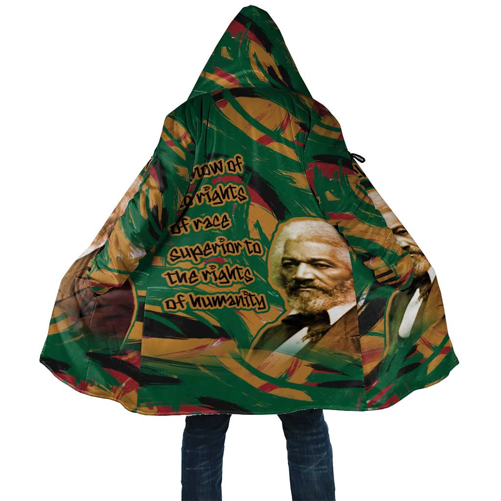 Frederick Douglass Cloak Green Abstract Design Civil Rights Leader Quote on Race and Humanity - African Pride