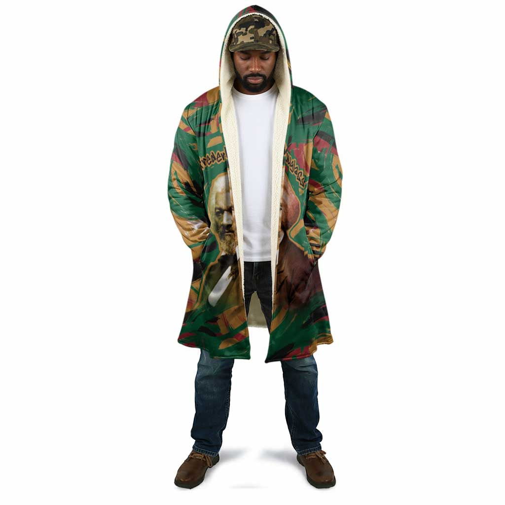 Frederick Douglass Cloak Green Abstract Design Civil Rights Leader Quote on Race and Humanity - African Pride