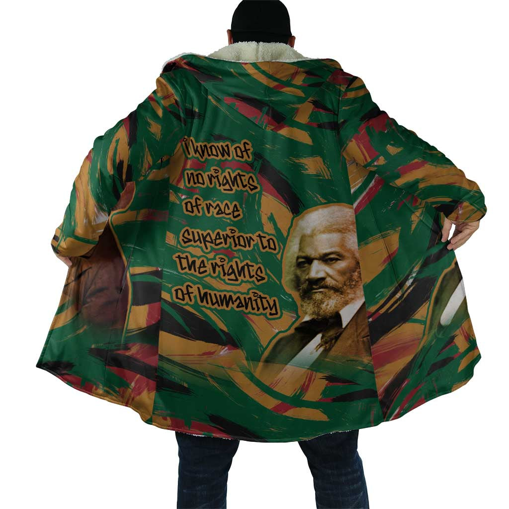 Frederick Douglass Cloak Green Abstract Design Civil Rights Leader Quote on Race and Humanity - African Pride