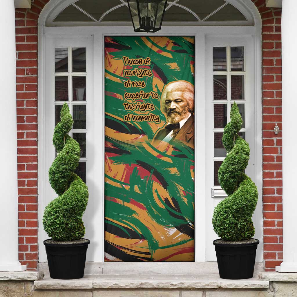 Frederick Douglass Door Cover Green Abstract Design Civil Rights Leader Quote on Race and Humanity - African Pride