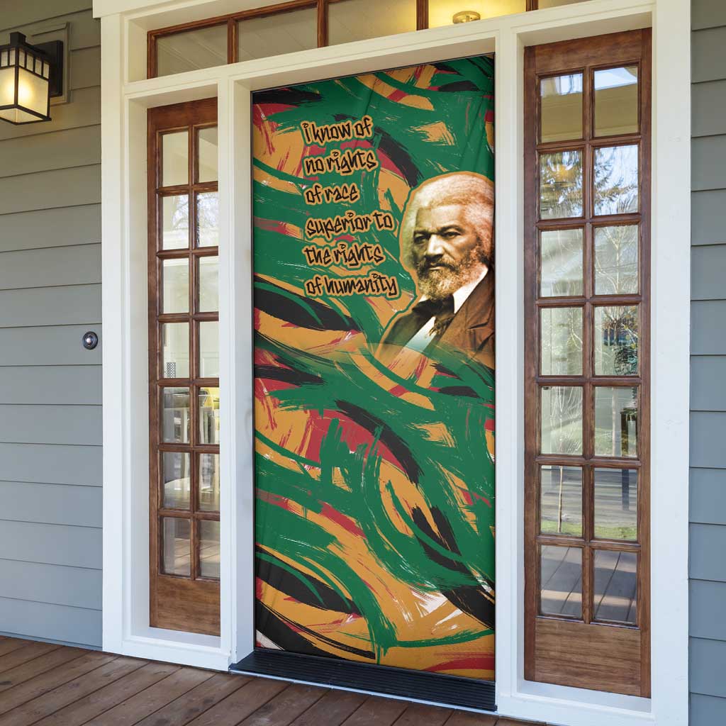 Frederick Douglass Door Cover Green Abstract Design Civil Rights Leader Quote on Race and Humanity - African Pride