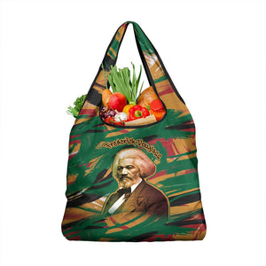 Frederick Douglass Grocery Bag Green Abstract Design Civil Rights Leader Quote on Race and Humanity - African Pride