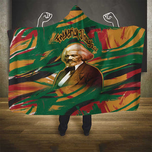 Frederick Douglass Hooded Blanket Green Abstract Design Civil Rights Leader Quote on Race and Humanity - African Pride