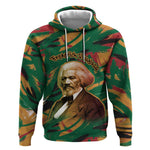 Frederick Douglass Hoodie Green Abstract Design Civil Rights Leader Quote on Race and Humanity - African Pride