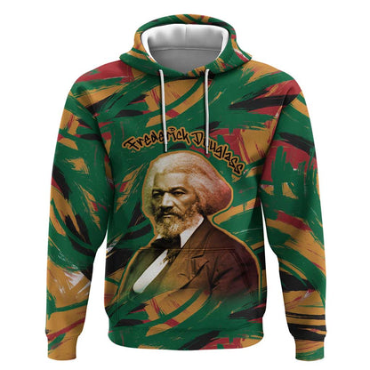 Frederick Douglass Hoodie Green Abstract Design Civil Rights Leader Quote on Race and Humanity - African Pride
