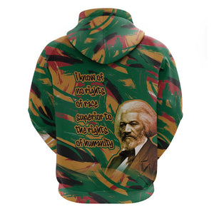 Frederick Douglass Hoodie Green Abstract Design Civil Rights Leader Quote on Race and Humanity - African Pride