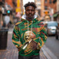 Frederick Douglass Hoodie Green Abstract Design Civil Rights Leader Quote on Race and Humanity - African Pride