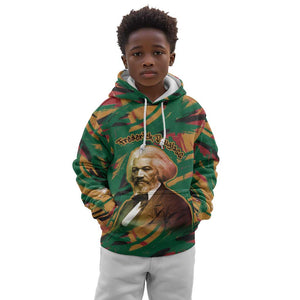 Frederick Douglass Kid Hoodie Green Abstract Design Civil Rights Leader Quote on Race and Humanity - African Pride