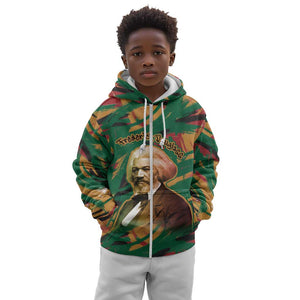 Frederick Douglass Kid Hoodie Green Abstract Design Civil Rights Leader Quote on Race and Humanity - African Pride