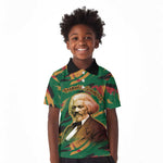 Frederick Douglass Kid Polo Shirt Green Abstract Design Civil Rights Leader Quote on Race and Humanity TS04