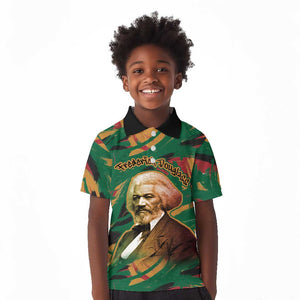 Frederick Douglass Kid Polo Shirt Green Abstract Design Civil Rights Leader Quote on Race and Humanity TS04