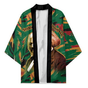 Frederick Douglass Kimono Green Abstract Design Civil Rights Leader Quote on Race and Humanity - African Pride