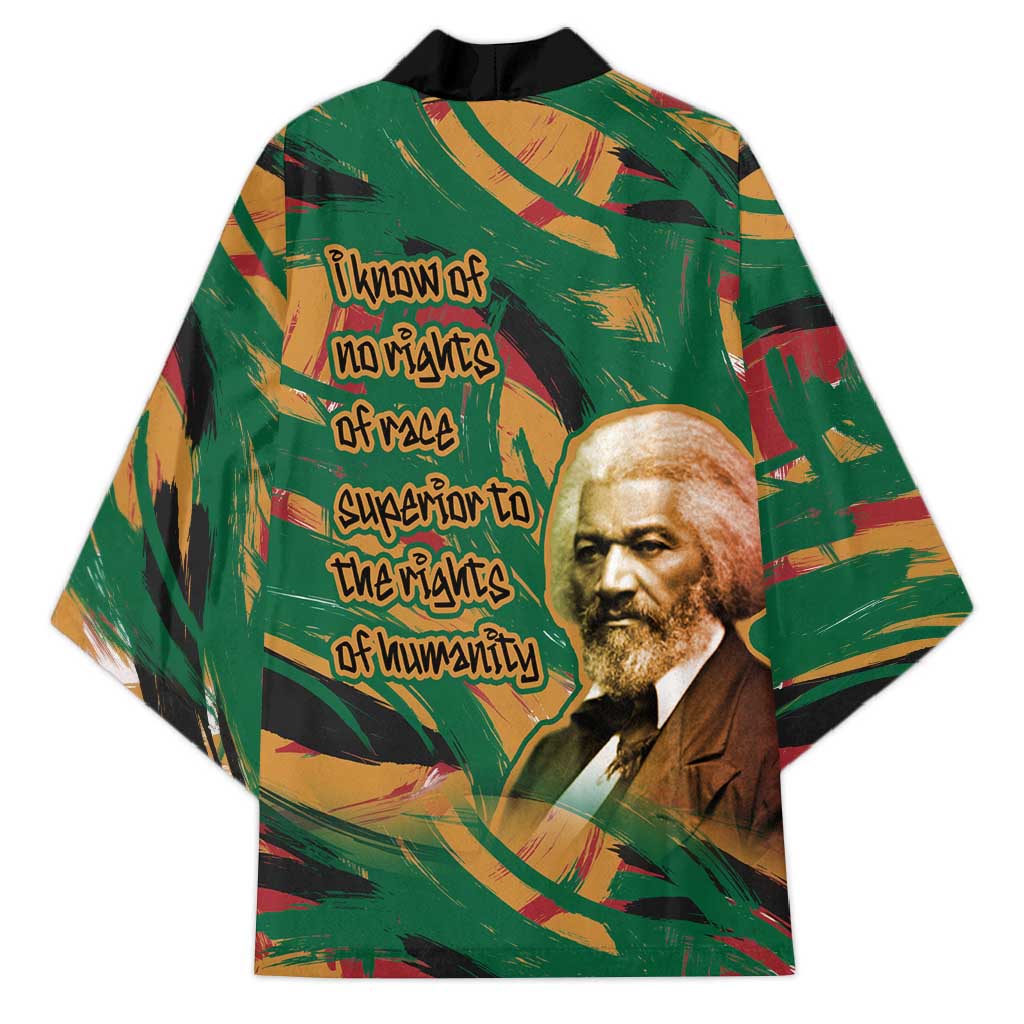 Frederick Douglass Kimono Green Abstract Design Civil Rights Leader Quote on Race and Humanity - African Pride