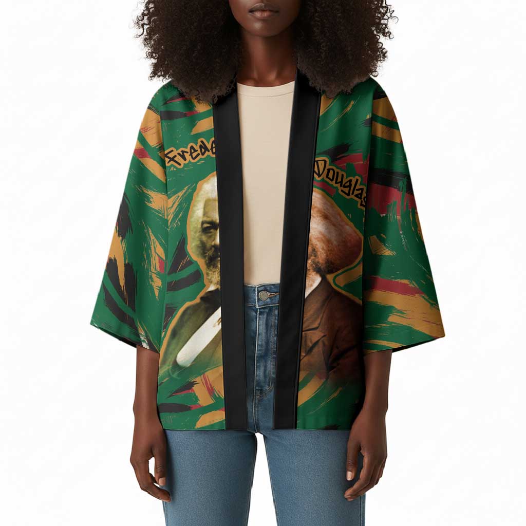Frederick Douglass Kimono Green Abstract Design Civil Rights Leader Quote on Race and Humanity - African Pride