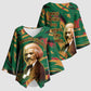 Frederick Douglass Kimono Sleeve Blouse Green Abstract Design Civil Rights Leader Quote on Race and Humanity - African Pride