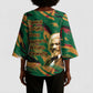 Frederick Douglass Kimono Sleeve Blouse Green Abstract Design Civil Rights Leader Quote on Race and Humanity - African Pride