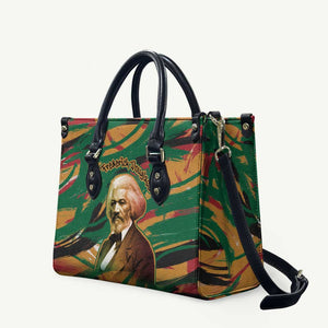 Frederick Douglass Leather Bag Green Abstract Design Civil Rights Leader Quote on Race and Humanity - African Pride