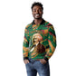 Frederick Douglass Long Sleeve Polo Shirt Green Abstract Design Civil Rights Leader Quote on Race and Humanity - African Pride