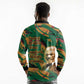 Frederick Douglass Long Sleeve Polo Shirt Green Abstract Design Civil Rights Leader Quote on Race and Humanity - African Pride