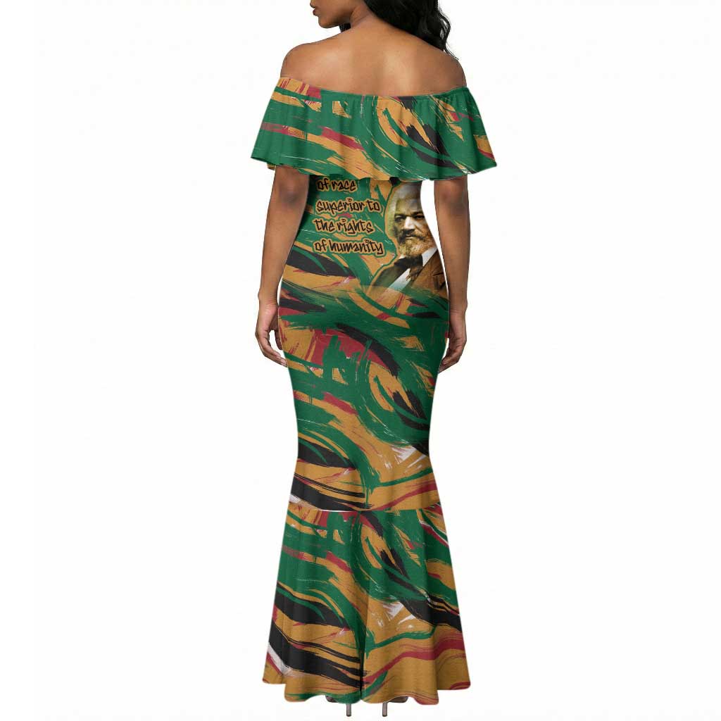 Frederick Douglass Mermaid Dress Green Abstract Design Civil Rights Leader Quote on Race and Humanity TS04