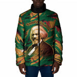 Frederick Douglass Padded Jacket Green Abstract Design Civil Rights Leader Quote on Race and Humanity - African Pride