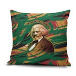 Frederick Douglass Pillow Cover Green Abstract Design Civil Rights Leader Quote on Race and Humanity - African Pride
