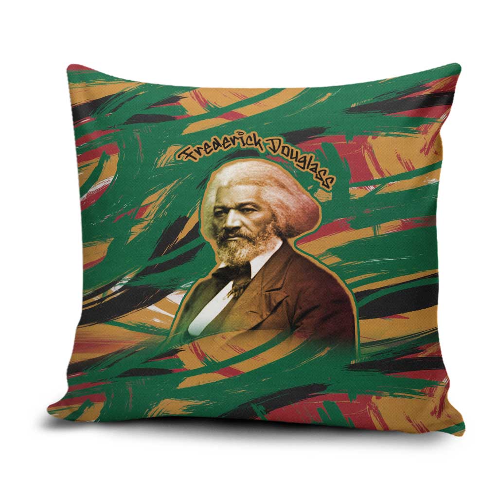 Frederick Douglass Pillow Cover Green Abstract Design Civil Rights Leader Quote on Race and Humanity - African Pride