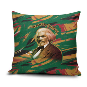 Frederick Douglass Pillow Cover Green Abstract Design Civil Rights Leader Quote on Race and Humanity - African Pride