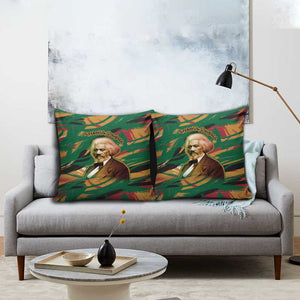 Frederick Douglass Pillow Cover Green Abstract Design Civil Rights Leader Quote on Race and Humanity - African Pride