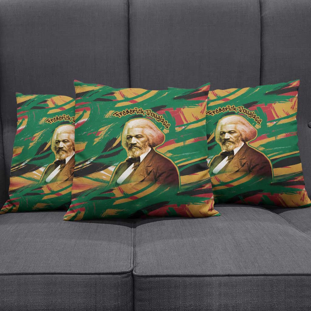 Frederick Douglass Pillow Cover Green Abstract Design Civil Rights Leader Quote on Race and Humanity - African Pride