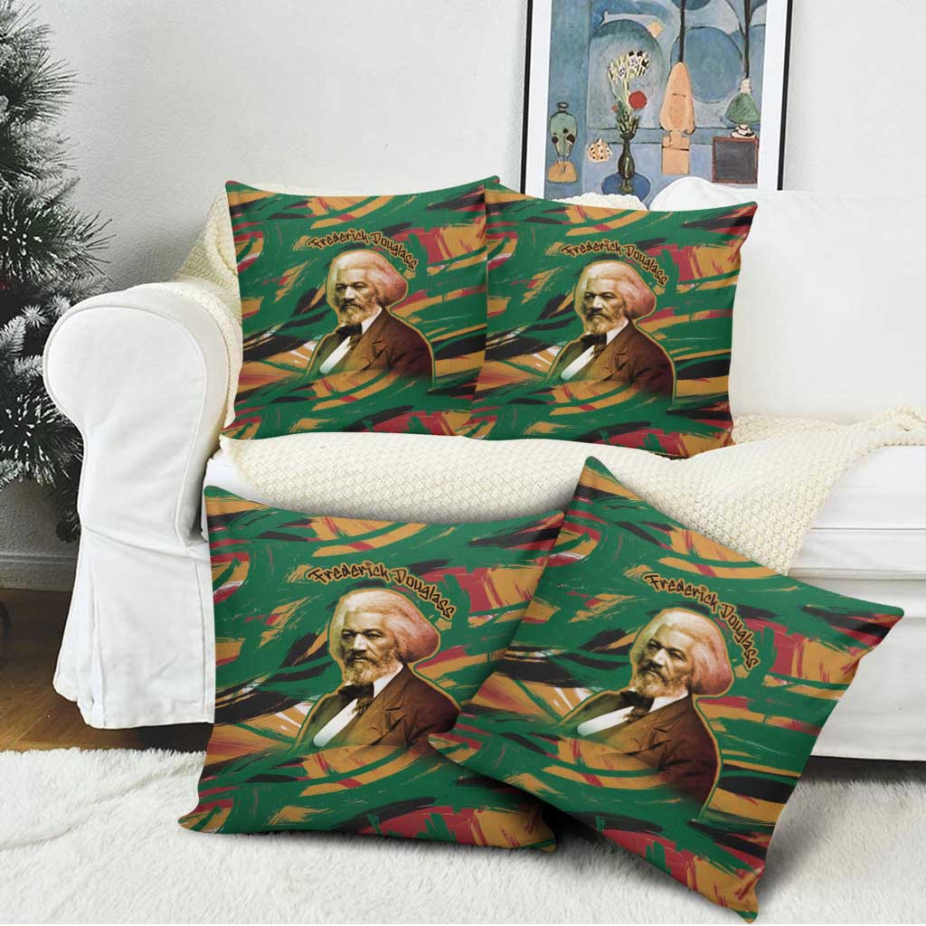 Frederick Douglass Pillow Cover Green Abstract Design Civil Rights Leader Quote on Race and Humanity - African Pride