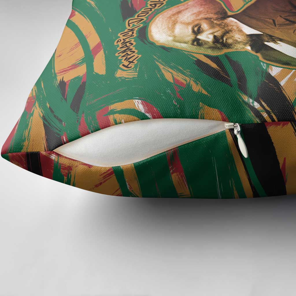 Frederick Douglass Pillow Cover Green Abstract Design Civil Rights Leader Quote on Race and Humanity - African Pride