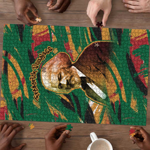 Frederick Douglass Puzzle Green Abstract Design Civil Rights Leader Quote on Race and Humanity - African Pride