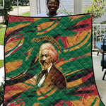 Frederick Douglass Quilt Green Abstract Design Civil Rights Leader Quote on Race and Humanity - African Pride