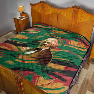Frederick Douglass Quilt Green Abstract Design Civil Rights Leader Quote on Race and Humanity - African Pride