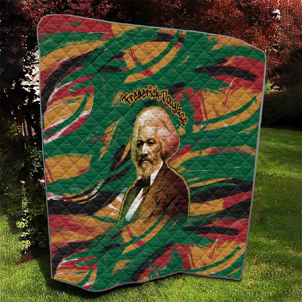 Frederick Douglass Quilt Green Abstract Design Civil Rights Leader Quote on Race and Humanity - African Pride