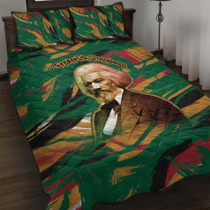 Frederick Douglass Quilt Bed Set Green Abstract Design Civil Rights Leader Quote on Race and Humanity - African Pride
