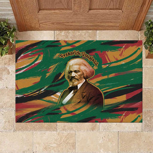 Frederick Douglass Rubber Doormat Green Abstract Design Civil Rights Leader Quote on Race and Humanity - African Pride